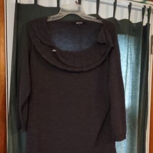Briggs New York Women's Dark Gray Cowl Neck Sweater
